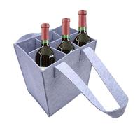 De Transporte De Botellas De Vino De Fieltro | Portabotellas Portátil Con 6 Compartimentos | De Tote De Botella De Vino | Bolso De Almacenamiento De Botellas De Vino Reutilizable, gris