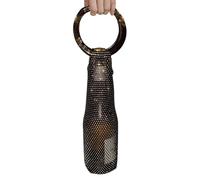 de transporte para botellas de vino de malla - 45 x 12 cm, decorativa con diamantes de imitación, de nailon con asa resistente, soporte reutilizable para vino con cola larga, palabra