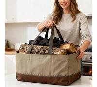 - de transporte: soporte de tela Oxford, camioneta de madera impermeable, solución de almacenamiento con asa reforzada | Chimenea Camping Cabaña Exterior Interior Vegetal Patata Uso