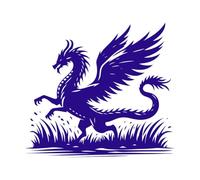 de un dragón volando sobre la hierba Pegatinas de pared 67.2x74.9cm Removible sin dejar pegamento Azul oscuro