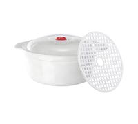 de vapor para horno - Recipiente de cocina para microondas, tapa de mango antideslizante, bandeja de horno antiquemaduras, cocción rápida de fideos, preparación de pan, espaguetis y brócoli