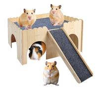 De varios pisos de conejillo de indias escondite, casa de hámster con escaleras y esteras, 38*25*18.5cm casa de conejillo de indias, castillo de cobayas de madera jaula para hámster chinchillas conejo