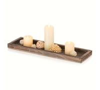 de Vela de Madera Vintage - Portavelas de 15 Pulgadas con Diseño a Rayas, Decoración Rústica para Mesa de Café y Encimera de Cocina, Regalo Ideal para Navidad, Acción de Gracias, Halloween y Pascua