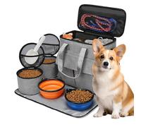 de Viaje para Perros - Contenedores de Alimentos y 2 Cuencos Plegables | Juego de Viaje para Mascotas para Accesorios de Perro - para Asiento de Coche, Bicicleta, Camping, Gatito, Gato, Cachorro