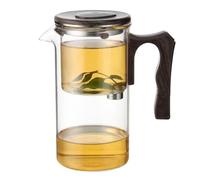 de vidrio con infusor | de acero inoxidable | Teteras de vidrio con mango de madera | colador de separación de agua | de té para vasos, transparente para flores
