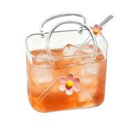 de vidrio, taza de 770 ml con tubo en forma de transparente, vasos de bebida en forma de bolso, para , hogar, boda, reunión, vacaciones, cumpleaños, de frutas, té