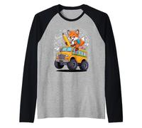 De Vuelta A La Escuela Zorro Autobús Escolar Camiseta Manga Raglan