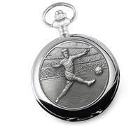 De Walden Regalos de fútbol para hombres, peltre, reloj de bolsillo y cadena, cumpleaños, jubilación, graduación, aniversario, Navidad, cualquier ocasión, plata, Clásico