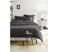 De Witte Lietaer Olivia - Juego de Funda de edredón y 2 Fundas de Almohada (satén de algodón, 240 x 220 cm, algodón Peinado), Color Gris Oscuro