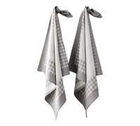 De Witte Lietaer Pied de Poule 200058 - Juego de 2 paños de algodón, 66 x 66 cm, 100% algodón, Gris, 66x66 cm