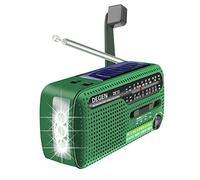 DE13 Radio a Pilas Solar de Emergencia con Manivel, Radio Portátil Pequeña FM Am SW Energía Solar, Manivela de Dinamo Manual Linterna Lámpara de Campamento for Apagón