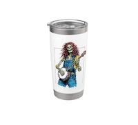 Dead Banjo Player Hippie Bluegrass Skeleton Vaso térmico de acero inoxidable de doble pared