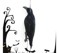 Dead Crow Decoy, Spooky Garden Decoration, Hunting Bait Crow 16.93x6.3x6.3 Inches, Realistic Outdoor Bird Statue, Weather Resistant, Halloween Masquerade, Yard Porch Terrace, Haunted House Christmas