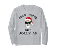 Dead Inside But Jolly AF Divertido Humor navideño: Papá Noel Manga Larga