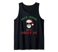 Dead Inside But Jolly AF Funny Holiday Broma Santa Skeleton Camiseta sin Mangas