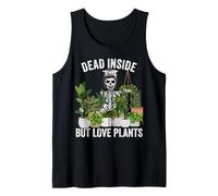 Dead Inside But Love Plants Skeleton Messy Bun Sarcástico Camiseta sin Mangas