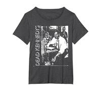 Dead Kennedys Front and Back Too Drunk Vintage Punk Band Camiseta, Mujer Tallas Grandes, Jaspeado Oscuro, 1XL Grande