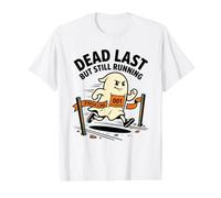 Dead Last Pero Sigue Corriendo fantasmal Espeluznante Corredor de Halloween Camiseta gráfica económica