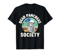 Dead Pancreas Society Diabetes Awareness Funny Skull Flower Camiseta