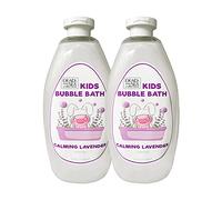 Dead Sea Collection Baño de burbujas para niños con aroma calmante a lavanda, baño de burbujas limpiador e hidratante para niños, con minerales del Mar Muerto, paquete de 2 botellas grandes (1000 ml