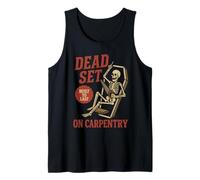Dead Set on Carpentry Divertido esqueleto carpintero Halloween Camiseta sin Mangas