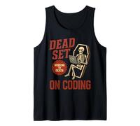 Dead Set on Coding Funny Skeleton Programador Halloween Camiseta sin Mangas