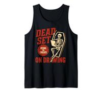 Dead Set on Drawing Divertido diseñador de arte de esqueletos para Halloween Camiseta sin Mangas