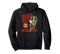 Dead Set on Drawing Divertido diseñador de arte de esqueletos para Halloween Sudadera con Capucha