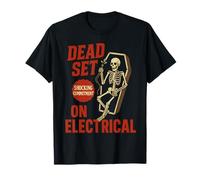 Dead Set on Electrician Funny Skeleton Electricista Halloween Camiseta
