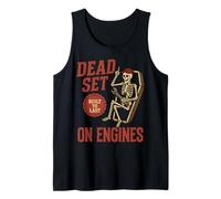 Dead Set on Engines, divertido esqueleto mecánico de automóviles, Halloween Camiseta sin Mangas