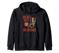 Dead Set on Engines, divertido esqueleto mecánico de automóviles, Halloween Sudadera con Capucha