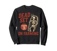 Dead Set on Farming Divertido esqueleto Farmer Farm Halloween Sudadera