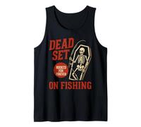 Dead Set on Fishing Divertidos pescadores de esqueletos de peces Halloween Camiseta sin Mangas