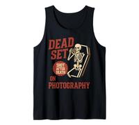 Dead Set on Photography Funny Skeleton Photographer Halloween Camiseta sin Mangas