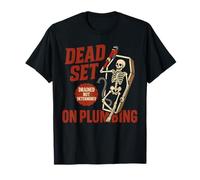 Dead Set on Plumbing Divertido esqueleto fontanero Halloween Camiseta