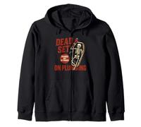 Dead Set on Plumbing Divertido esqueleto fontanero Halloween Sudadera con Capucha