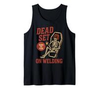 Dead Set on Welding, divertido soldador de esqueletos, Halloween Camiseta sin Mangas