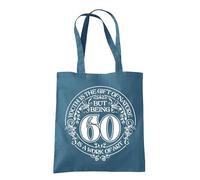 Dead Set Studio Bolsas de mano de 60 cumpleaños - Bolsa de 60 cumpleaños para mujeres nacidas en 1965 | Bolsa de regalo divertida y elegante para mujeres de 60 años, Airblue, 10L