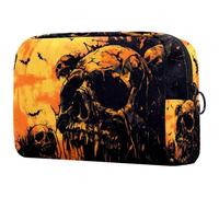 Dead Skulls - Bolsa de cosméticos para mujer, diseño de murciélagos de Halloween, bolsa organizadora grande con cremallera, multicolor, 18.5x7.5x13cm/7.3x3x5.1in, Neceser