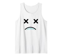 Dead Tired Face - Funny Cartoon White/Blue Camiseta sin Mangas