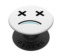 Dead Tired Face - Funny Cartoon White/Blue PopSockets PopGrip Adhesivo