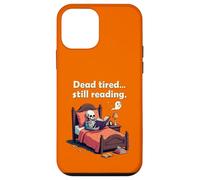 Dead Tired Still Reading Skeleton Humor Carcasa para iPhone 12 Mini