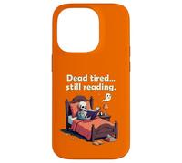 Dead Tired Still Reading Skeleton Humor Carcasa para iPhone 14 Pro