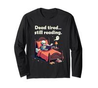 Dead Tired Still Reading Skeleton Humor Manga Larga