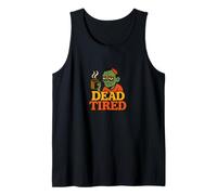 Dead Tired Zombie con café no-muerto estado de ánimo matutino Halloween Camiseta sin Mangas