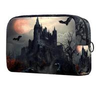 Dead Tree Abandoned Castle Flying Crows - Bolsa de cosméticos para mujer, neceser de viaje, bolsa organizadora de maquillaje grande con cremallera, multicolor, 18.5x7.5x13cm/7.3x3x5.1in, Neceser