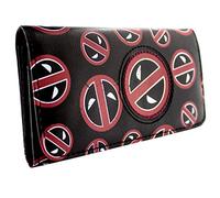 Deadpool Merc with a Mouth! Parches de Cara Insignias Cartera Tri-Fold con Bolsillo para Monedas & Tarjetero, Negro