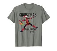 Deadpool Navidad Maximum Camiseta, Hombre, Verde Militar Jaspeado, M