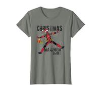 Deadpool Navidad Maximum Camiseta, Mujer, Verde Militar Jaspeado, XXL