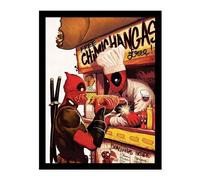 Deadpool Póster enmarcado con diseño de perro caliente explosivo, multicolor, 40cm x 30cm